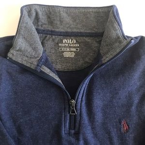 Men’s Polo Quarter Zip-up sweater - Navy Blue